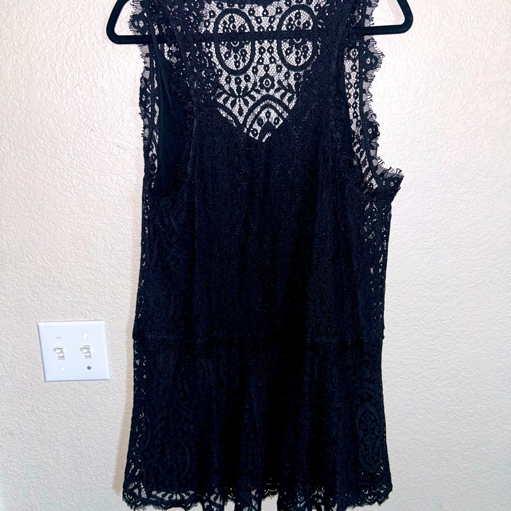 Free People Short black lace dress with liner underneath